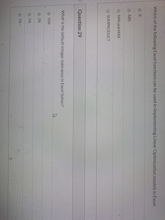 Which of the following Excel functions can be