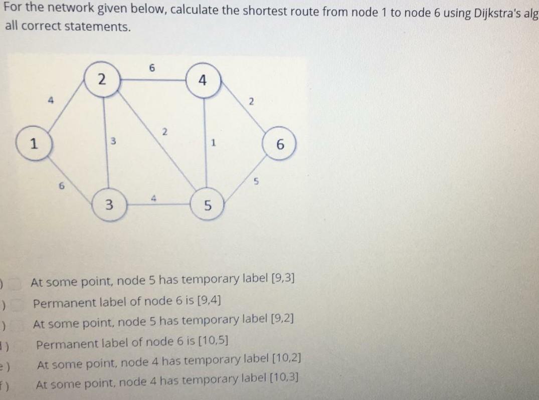 For the network given below, calculate the