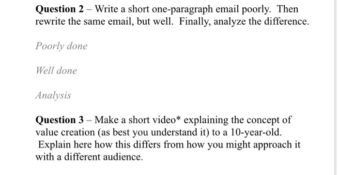 Question 1 - Return to your first draft of the