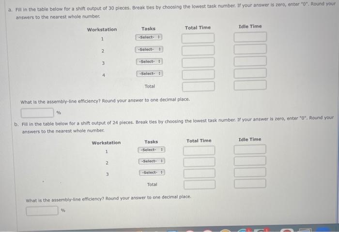 a. Fill in the table below for a shift output of