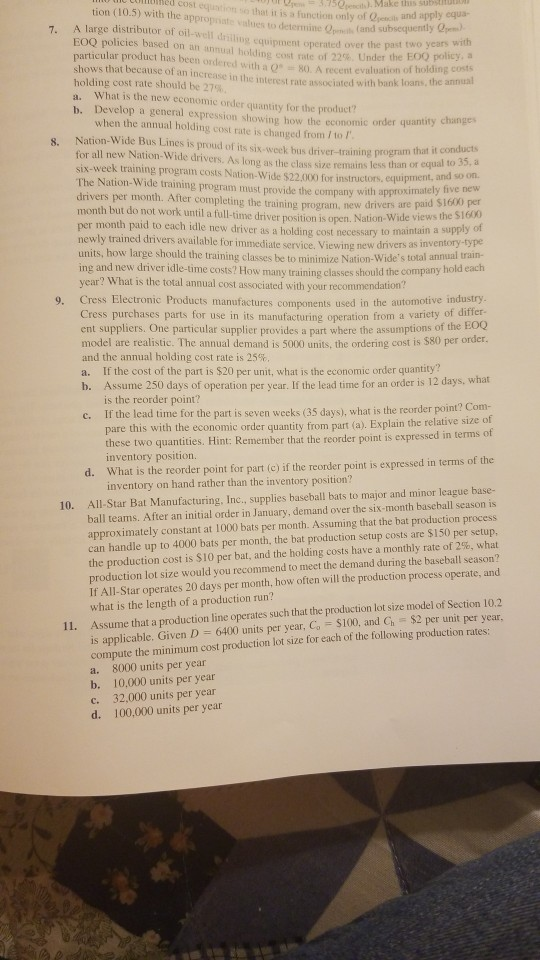 number 9 a,b,c and d. e cost L W e that it is a