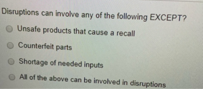 Disruptions can involve any of the following