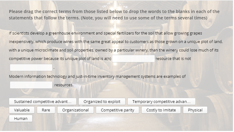 Please drag the correct terms from those listed