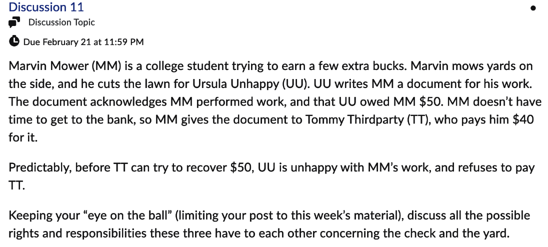 Discussion 11 Discussion Topic Due February 21 at