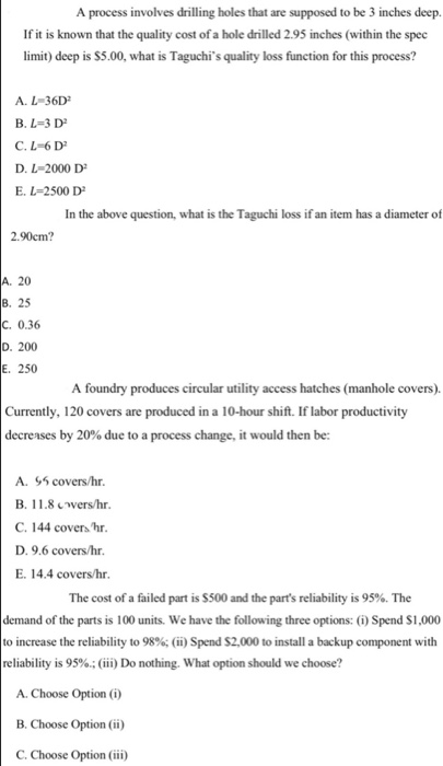 A process involves drilling holes that are