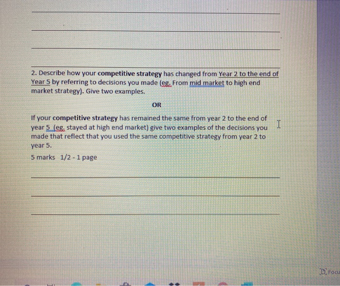 2. Describe how your competitive strategy has