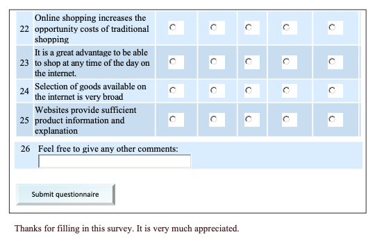 The primary purpose of Nickis questionnaire was