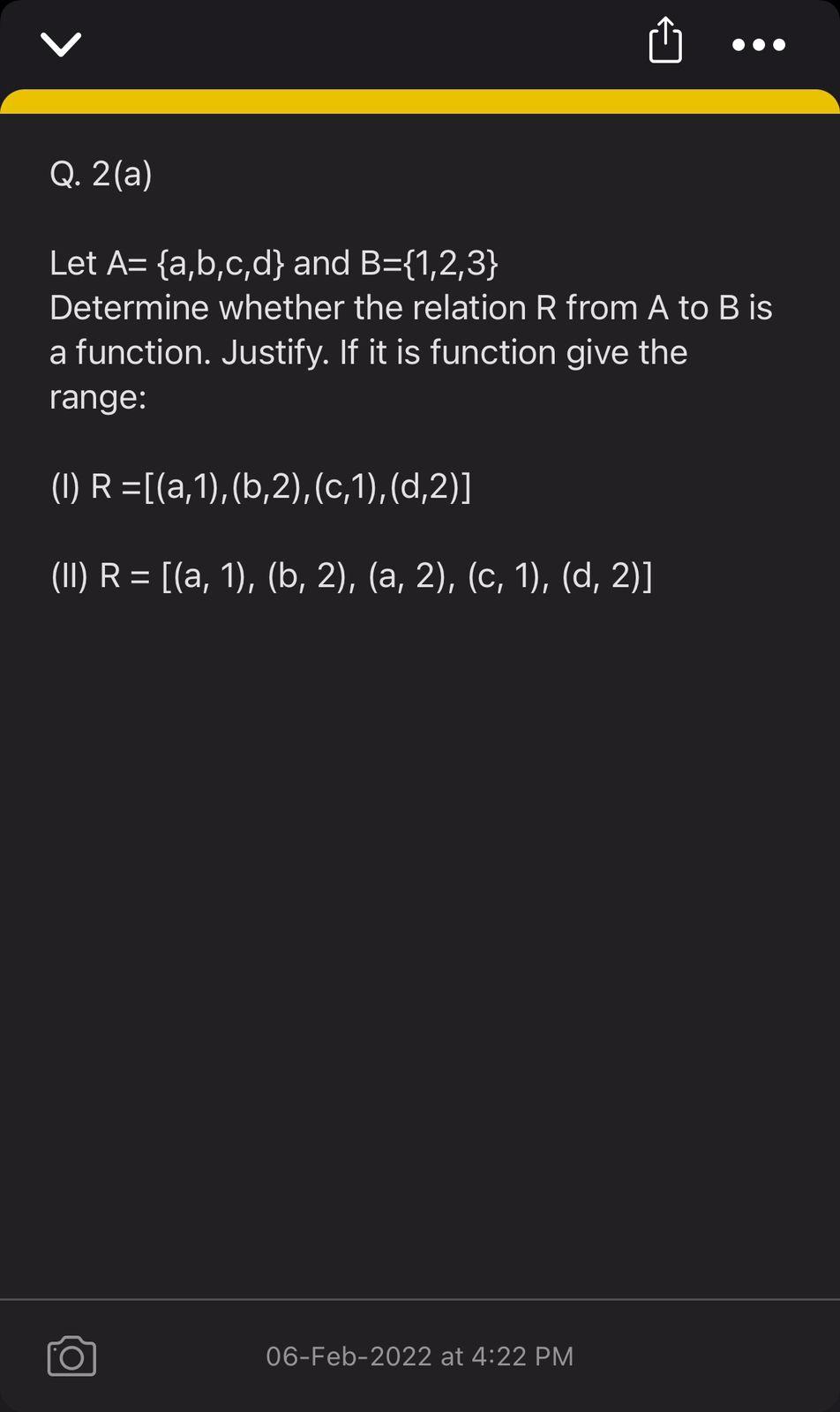 OOO Q. 2(a) Let A= {a,b,c,d} and B={1,2,3}