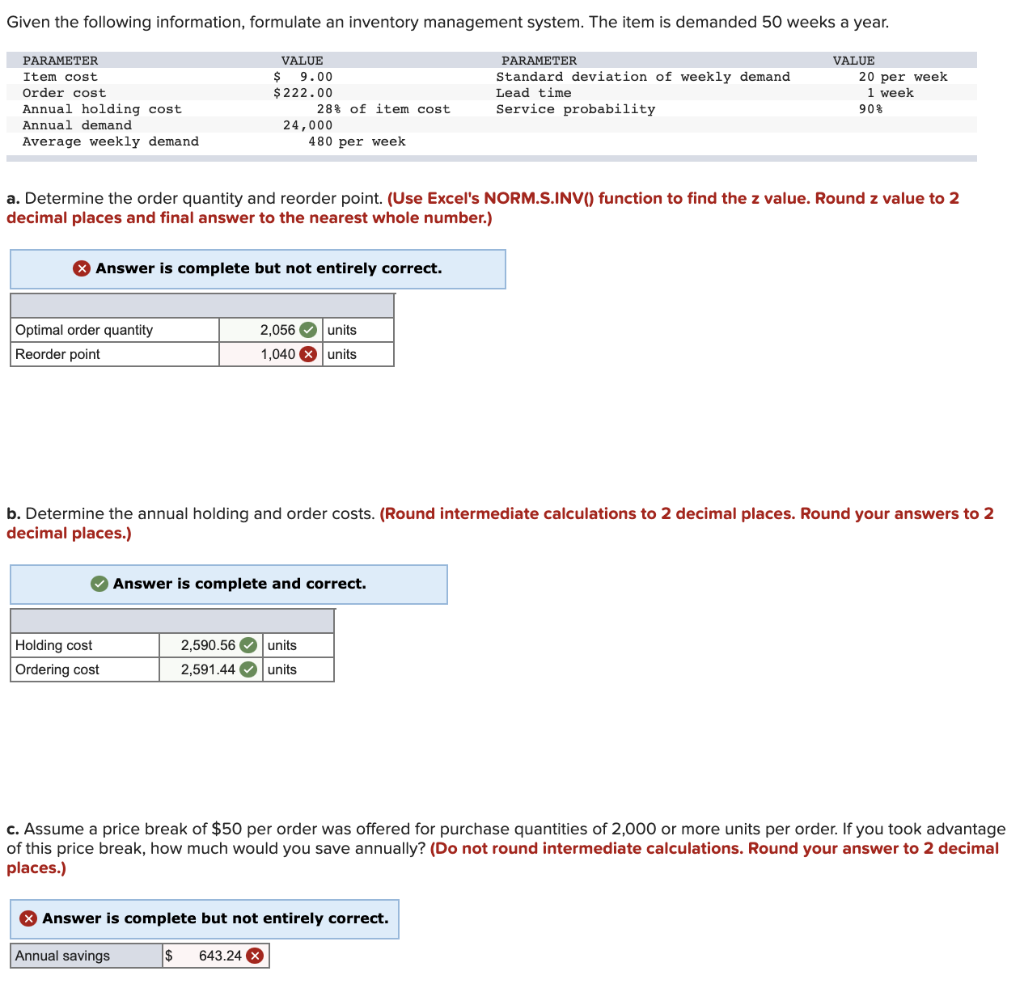 Given the following information, formulate an