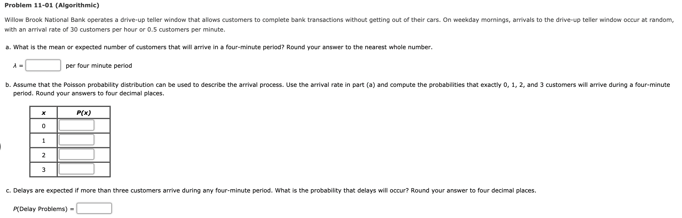 Problem 11-01 (Algorithmic) Willow Brook National