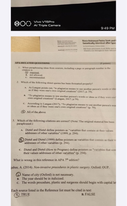 answer for these question please! a Vivo V15Pro