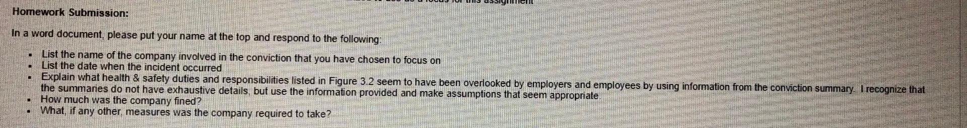 Homework Submission: In a word document, please