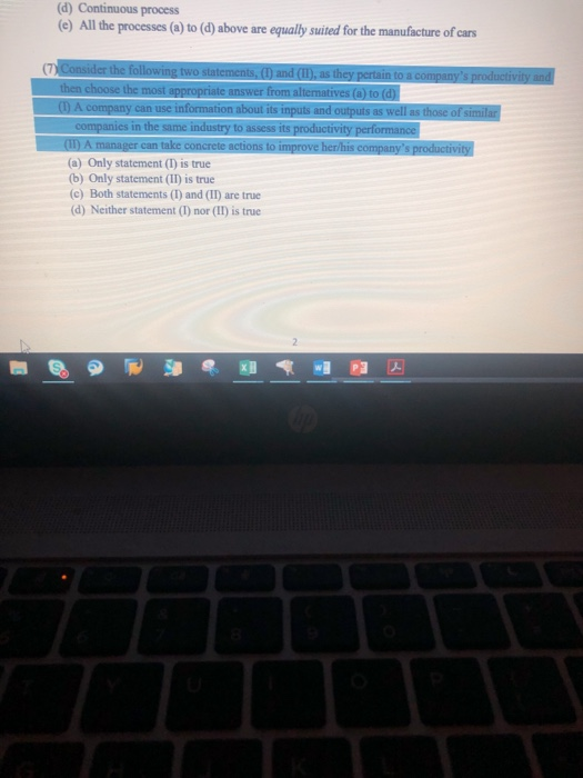 (d) Continuous process (e) All the processes (a)
