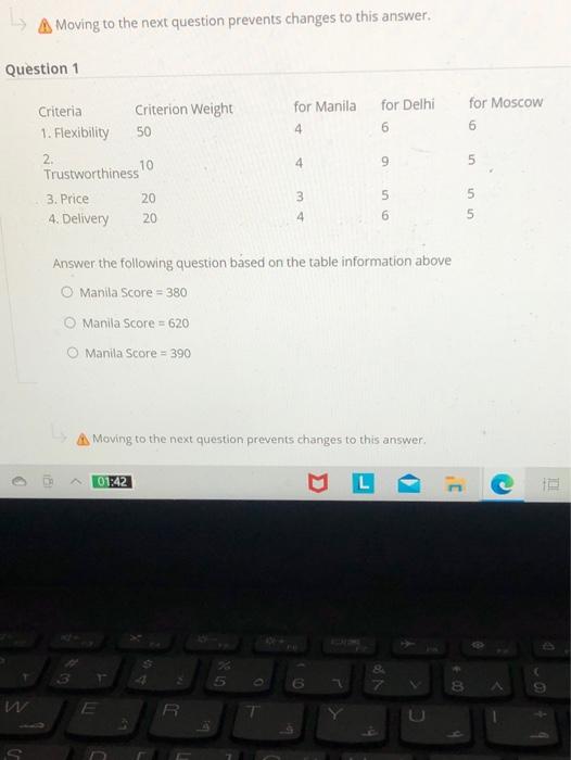 A Moving to the next question prevents changes to