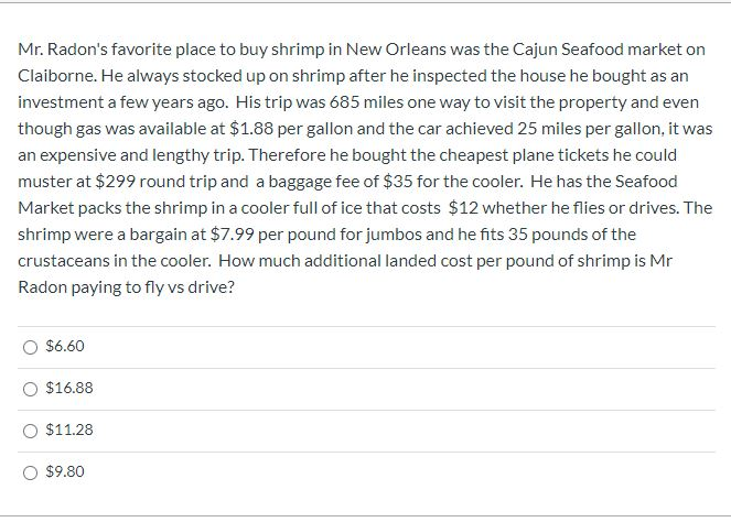 Mr. Radon's favorite place to buy shrimp in New