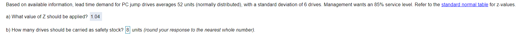 Based on available information, lead time demand