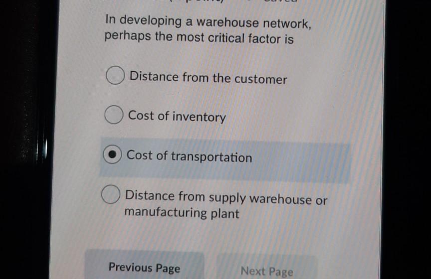 In developing a warehouse network, perhaps the