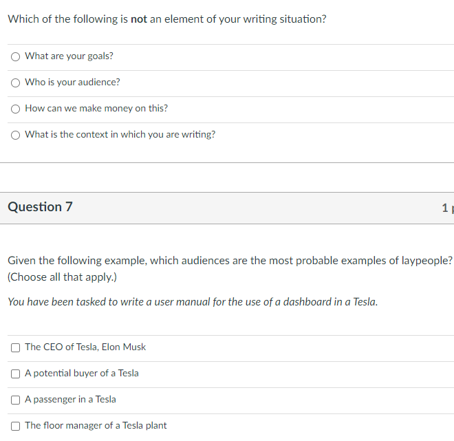 Which of the following is not an element of your