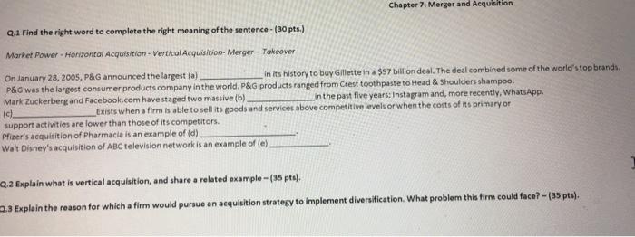 Chapter 7: Merger and Acquisition Q.1 Find the