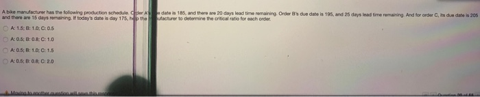 o date is 185, and there are 20 days lead time