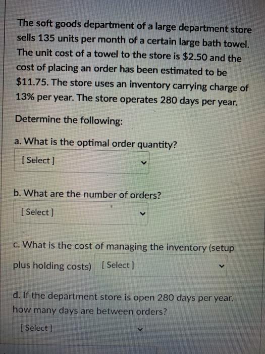 The soft goods department of a large department