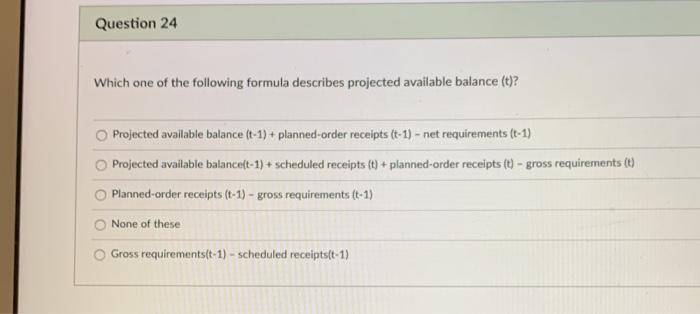 Question 24 Which one of the following formula