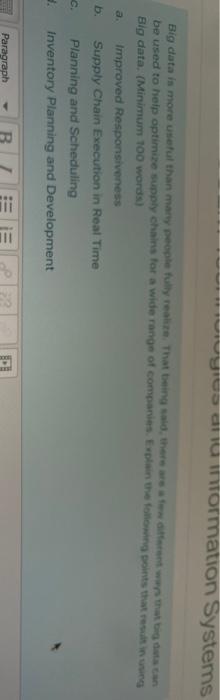 supply chain and management normation Systems Big