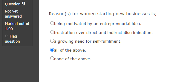 Question 9 Not yet answered Marked out of 1.00 P