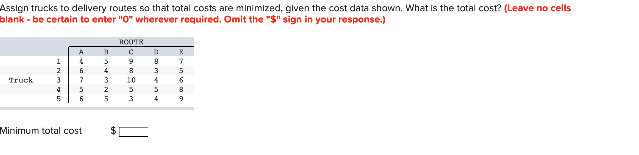 Assign trucks to delivery routes so that total