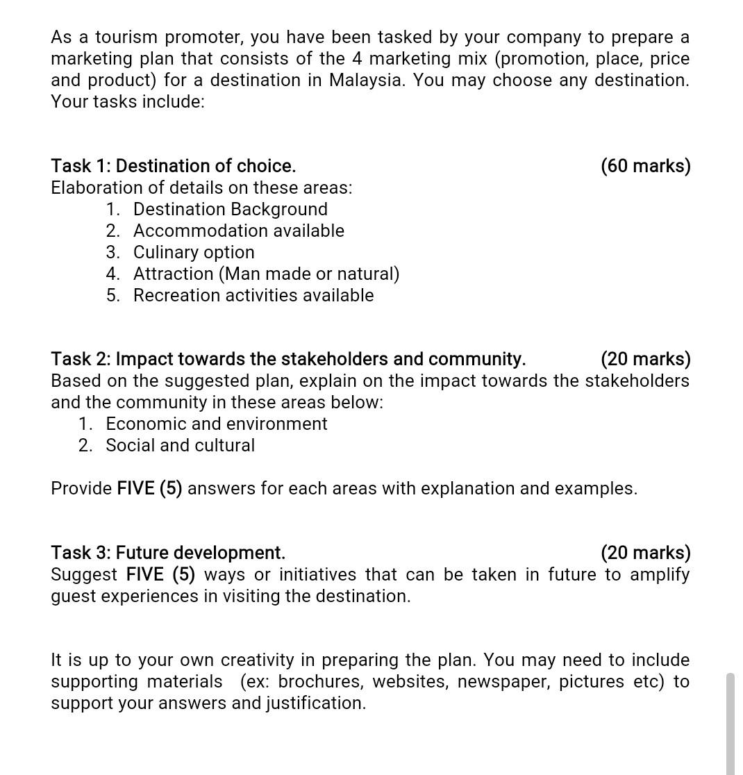 plz ans all questions separately As a tourism