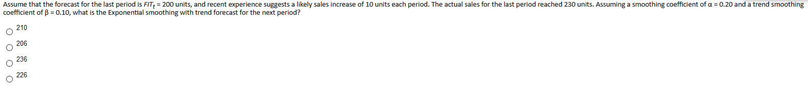 Assume that the forecast for the last period is