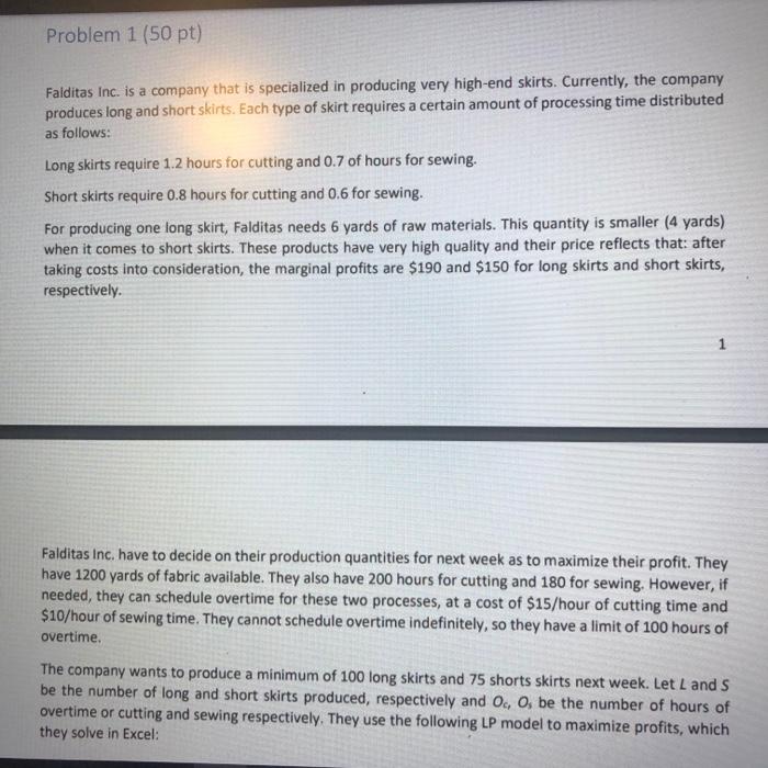 Problem 1 (50 pt) Falditas Inc. is a company that