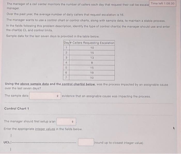 The manager of a call center monitors the number
