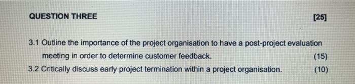 QUESTION THREE [25] 3.1 Outline the importance of