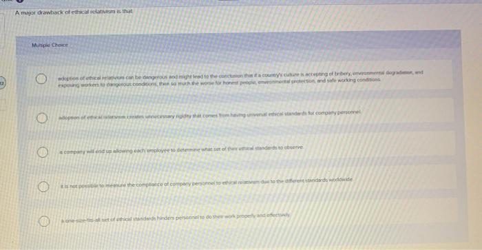 A major drawback of ethical relatives that