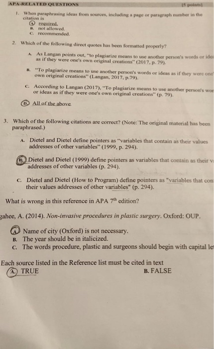 answer these question please! APA-RELATED