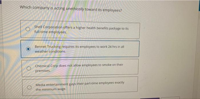 Which company is acting unethically toward its