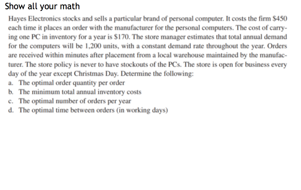 Please solve the question for the variations in