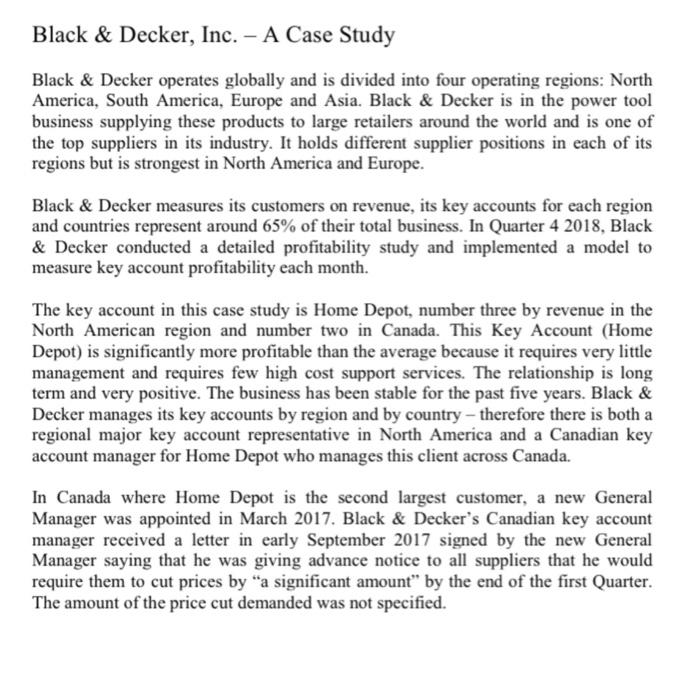 Black & Decker, Inc. - A Case Study Black &