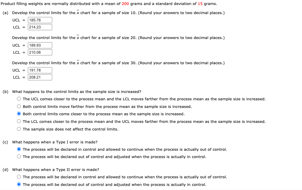 need E and F Product filling weights are normally
