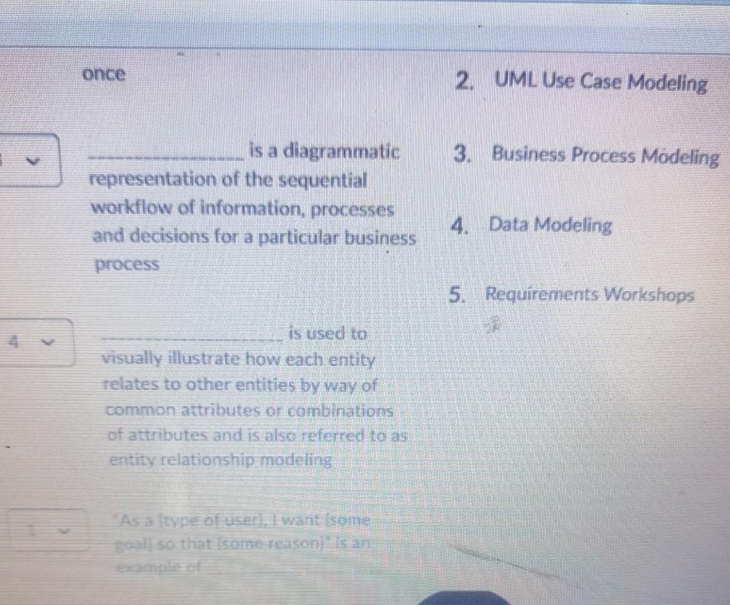 Question 21 (5 points) Saved Match the follow