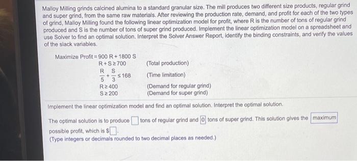 Malloy Milling grinds calcined alumina to a