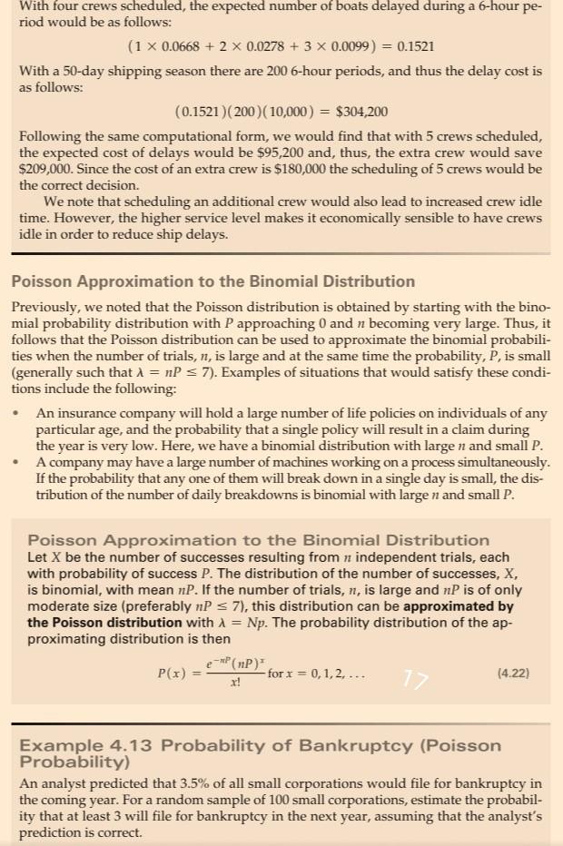 hh With four crews scheduled, the expected number
