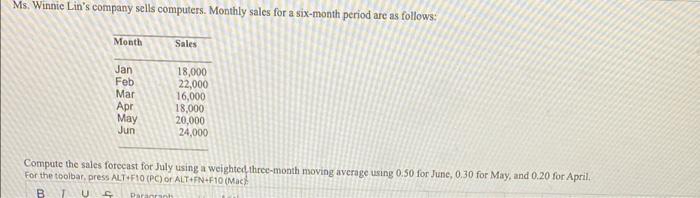 v Ms. Winnie Lin's company sells computers.