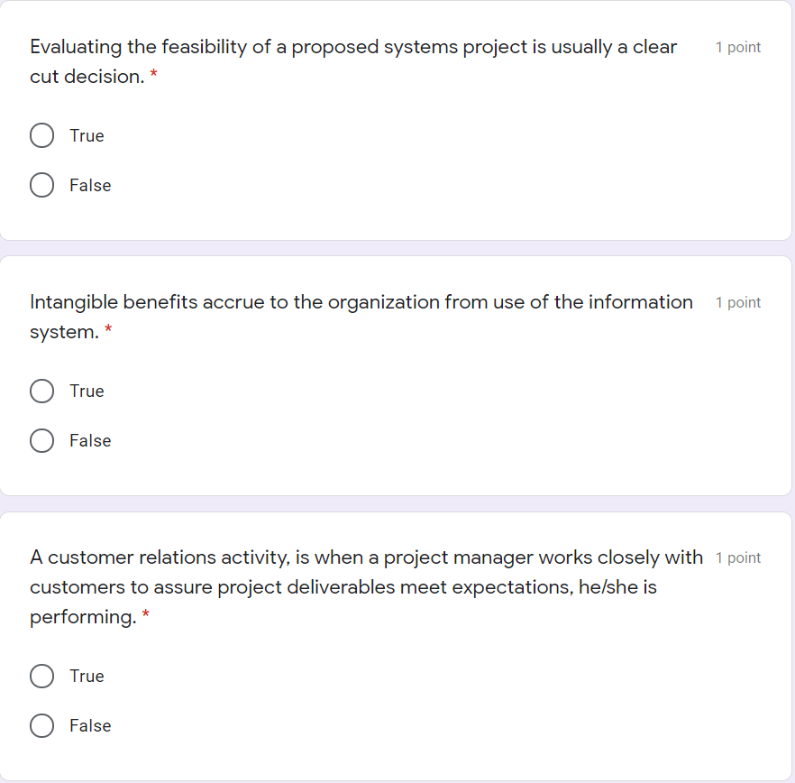 1 point Evaluating the feasibility of a proposed