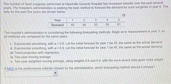 The number of heart surgeries performed at