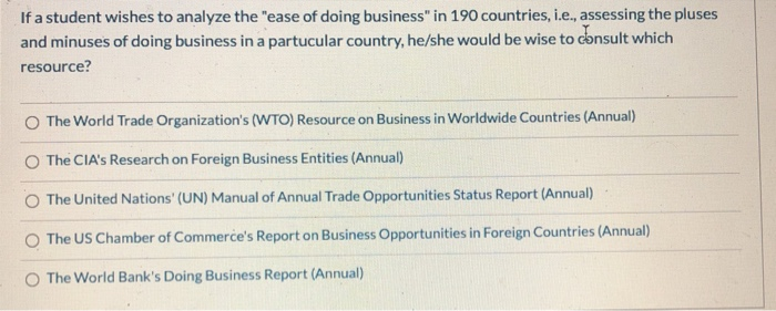 If a student wishes to analyze the "ease of doing