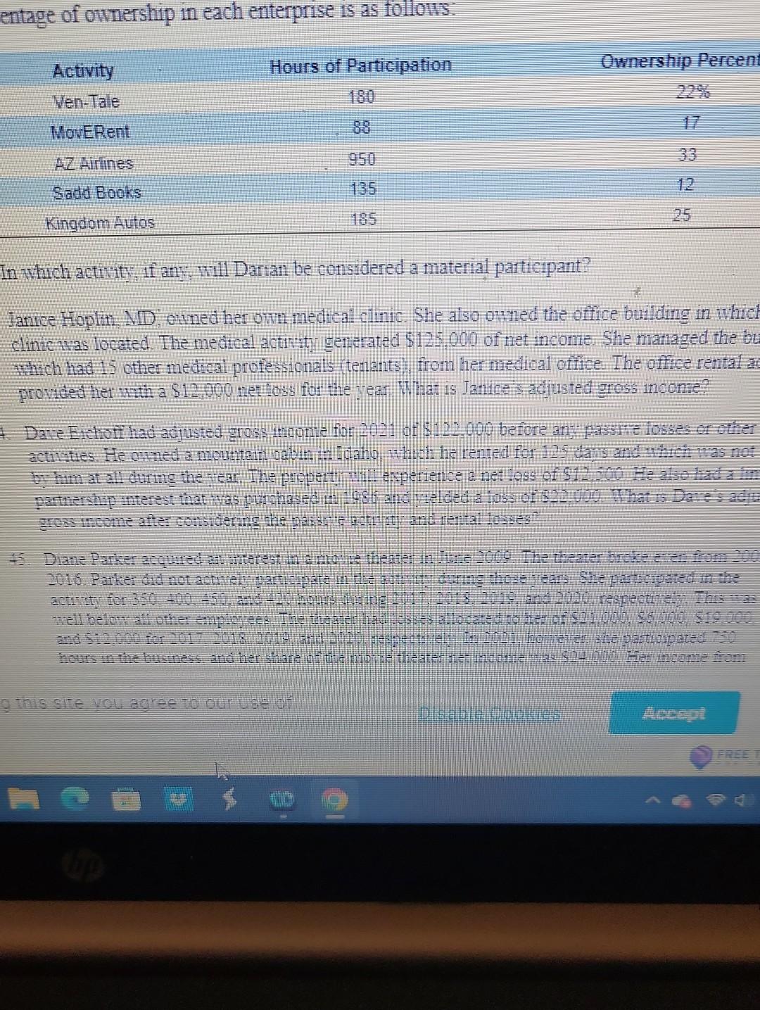 entage of ownership in each enterprise is as