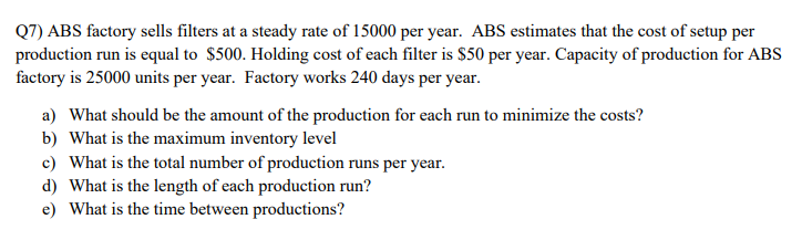 (7) ABS factory sells filters at a steady rate of