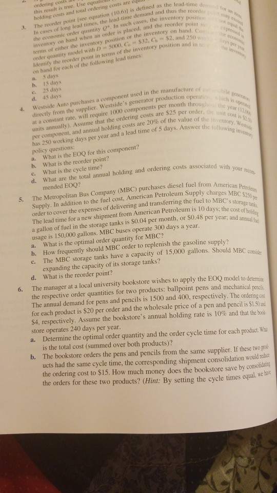 number 5 a,b,c and d. a lead-time dem un the